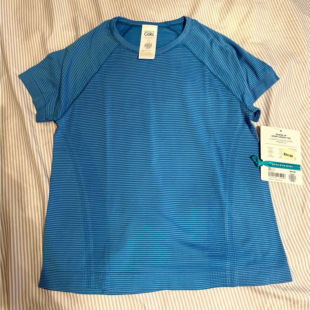 NWT Athleta Girl Power Up Seamless Sport Length Tee Size L/12